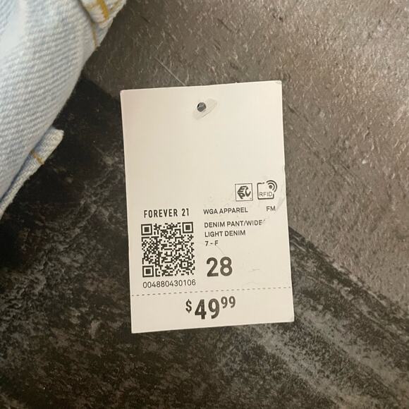 Forever 21 Jeans Distressed Low Rise Baggy Wide Leg Colorblock Women's 28 Blue - Picture 11 of 12